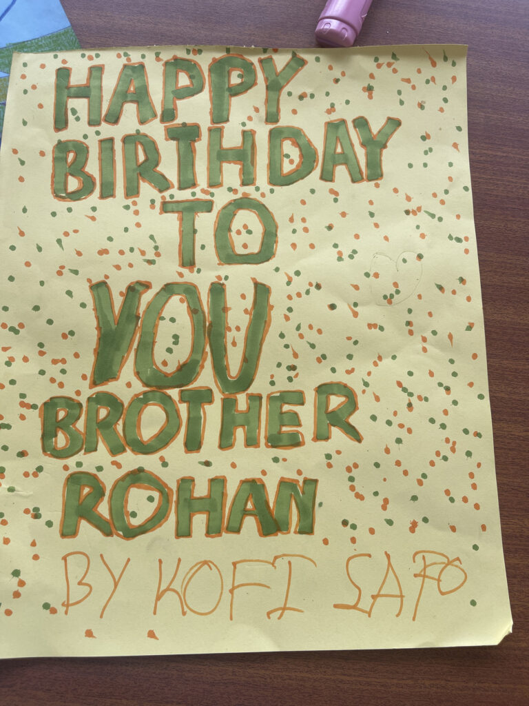 A greeting card filled with their love and effort, created after learning basic English. Moments like these remind me why I teach